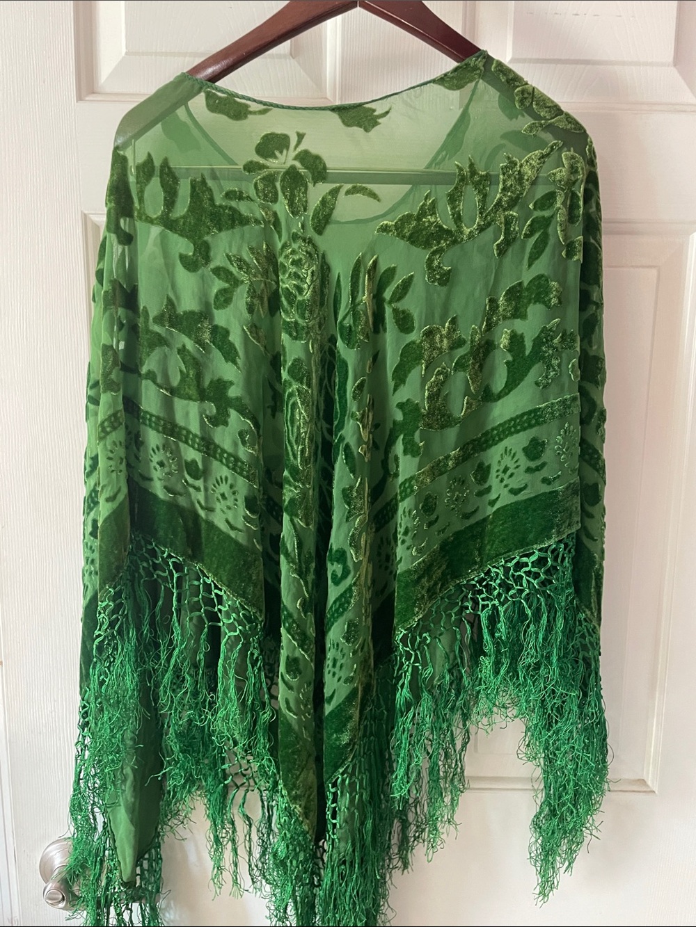 MAYA MATAZARO SILK VELVET BURNOUT PONCHO